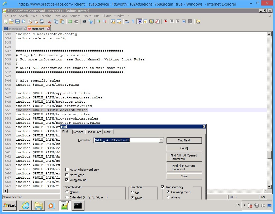 Practice Labs screenshot.